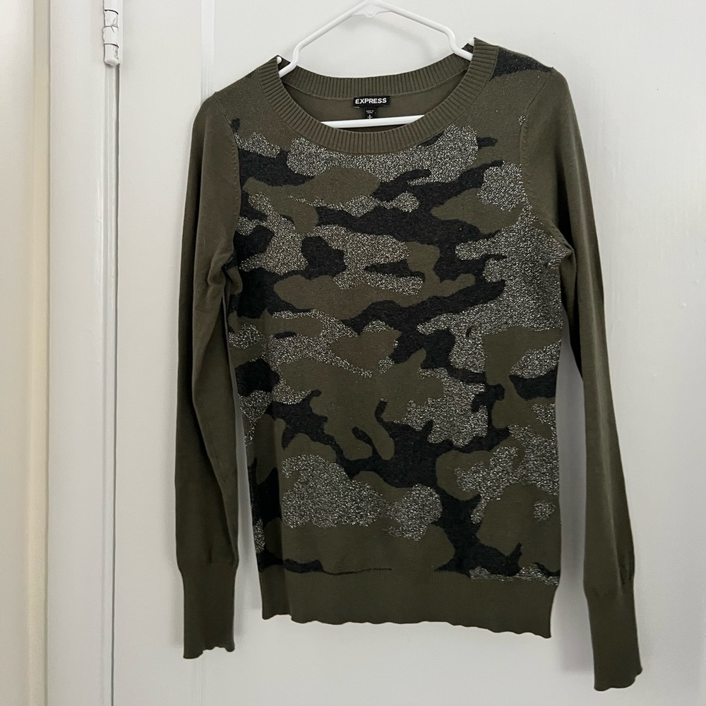 Express Camo Metallic Fitted Sweater